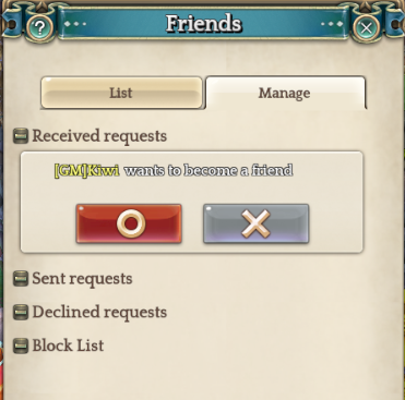 Friend List, Tree of Savior Wiki